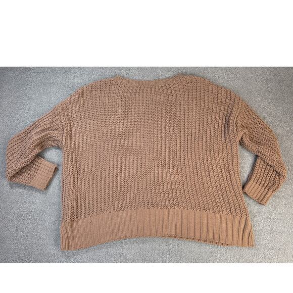 American Eagle Sweater Crewneck Chunky Knit Oversized Soft Cozy Brown Size Small - Picture 2 of 7